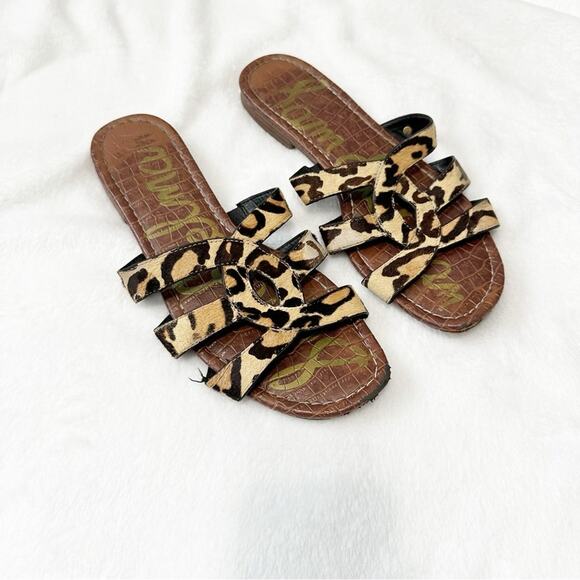 Sam Edelman Bryna leopard print sandals size 8.5 slides calf hair - Picture 1 of 5